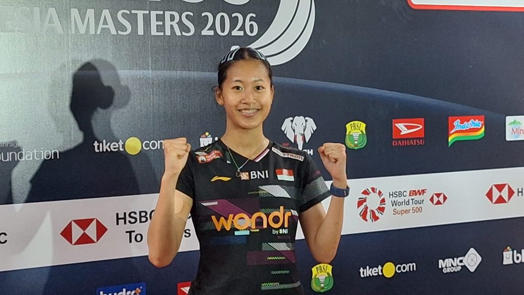 Putri Kusuma Wardani usai pertandingan Indonesia Masters 2026 setelah meraih kenaikan pangkat Polri berkat prestasi SEA Games 2025