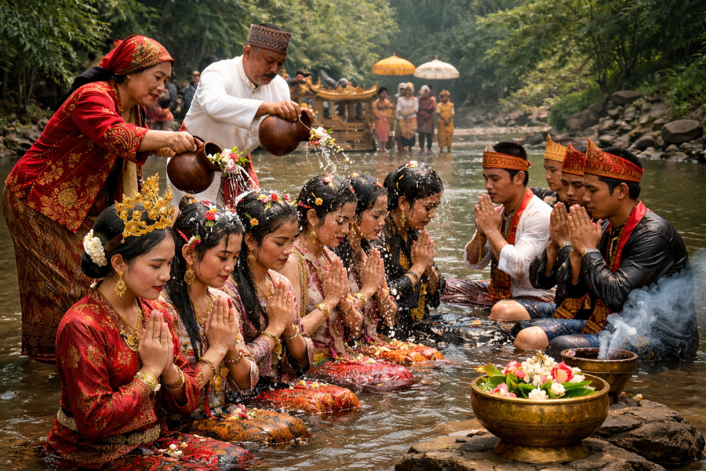 Prosesi tradisi Blangikhan masyarakat Lampung.