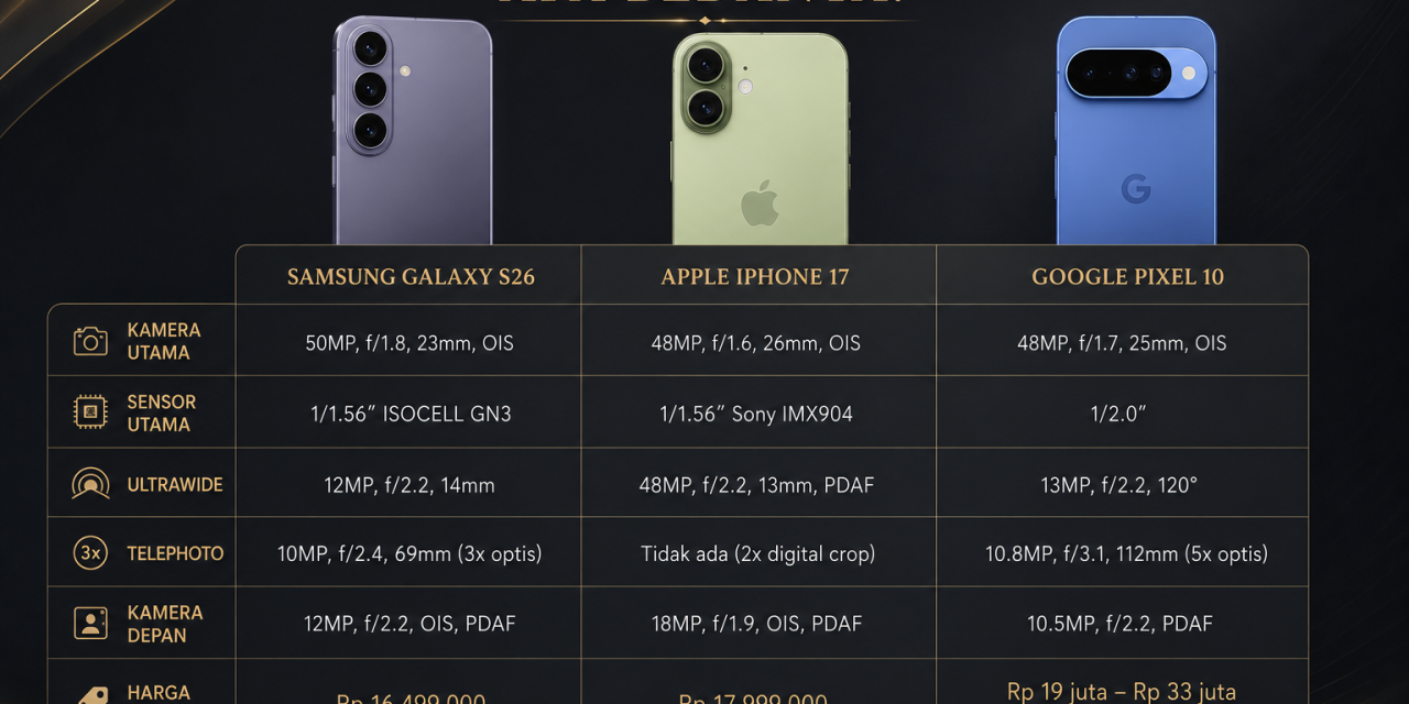 Perbandingan Kamera Samsung Galaxy S26, iPhone 17, Pixel 10